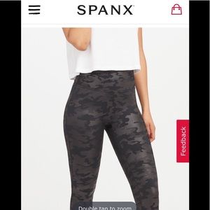 SPANX Faux Leather Camo Leggings SZ SMALL